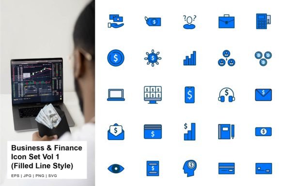Business and Finance Icon Filled Line V1 for Modern Branding
