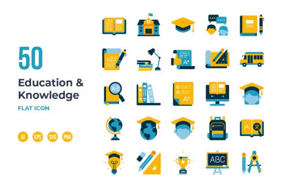 Education and Knowledge Icon - Flat