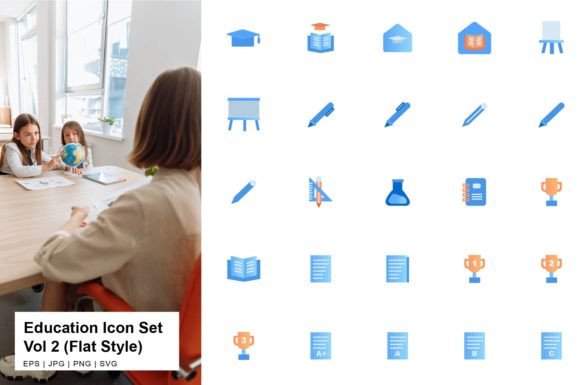 Education Icon Set Flat Vol 2 Graphics