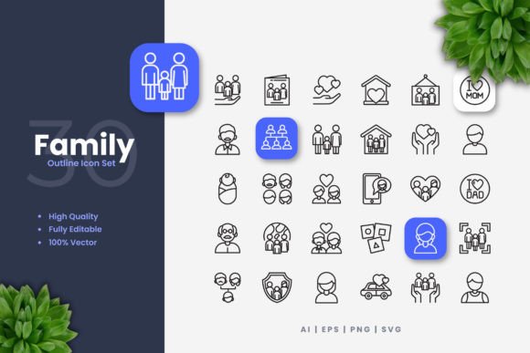 Family Icons Graphics Boost Editorial Design