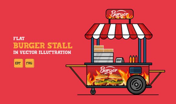 Flat Burger Stall Graphics for Local Branding
