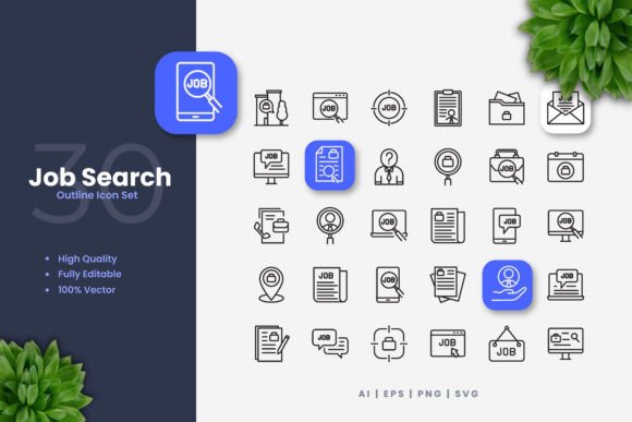 Job Search Icons Graphics for Crafting
