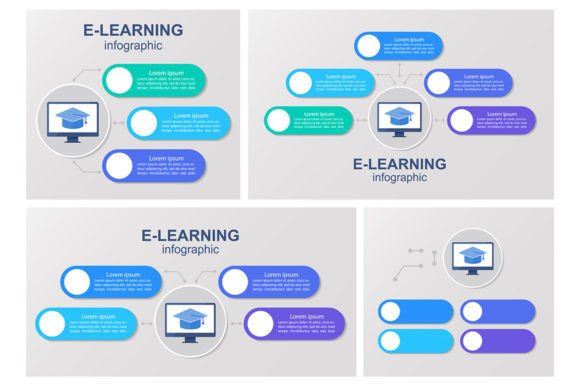 Online Courses Infographic Template Set Graphics