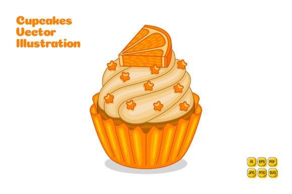 Orange Cupcakes Vector Illustration: A Sweet Addition to Your Design Toolkit