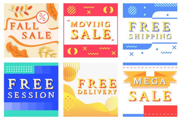 Sale Colorful Promotion Banner Bundle Graphics