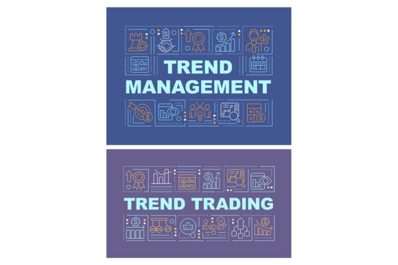 Trend Management Word Banner Set for Modern Web Design