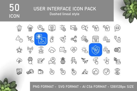 User Interface Icon in Dashed Line Graphics